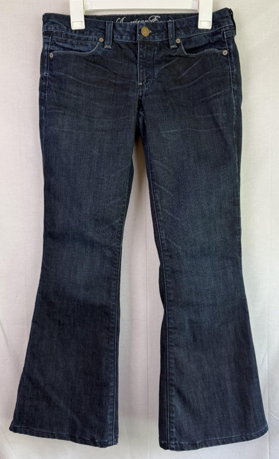 American Eagle Real Flare Jeans Women 6 Blue Dark Wash Low Rise