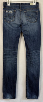 AG Adriano Goldschmied Premiere Skinny Straight Jeans Womens Size 27R Distressed