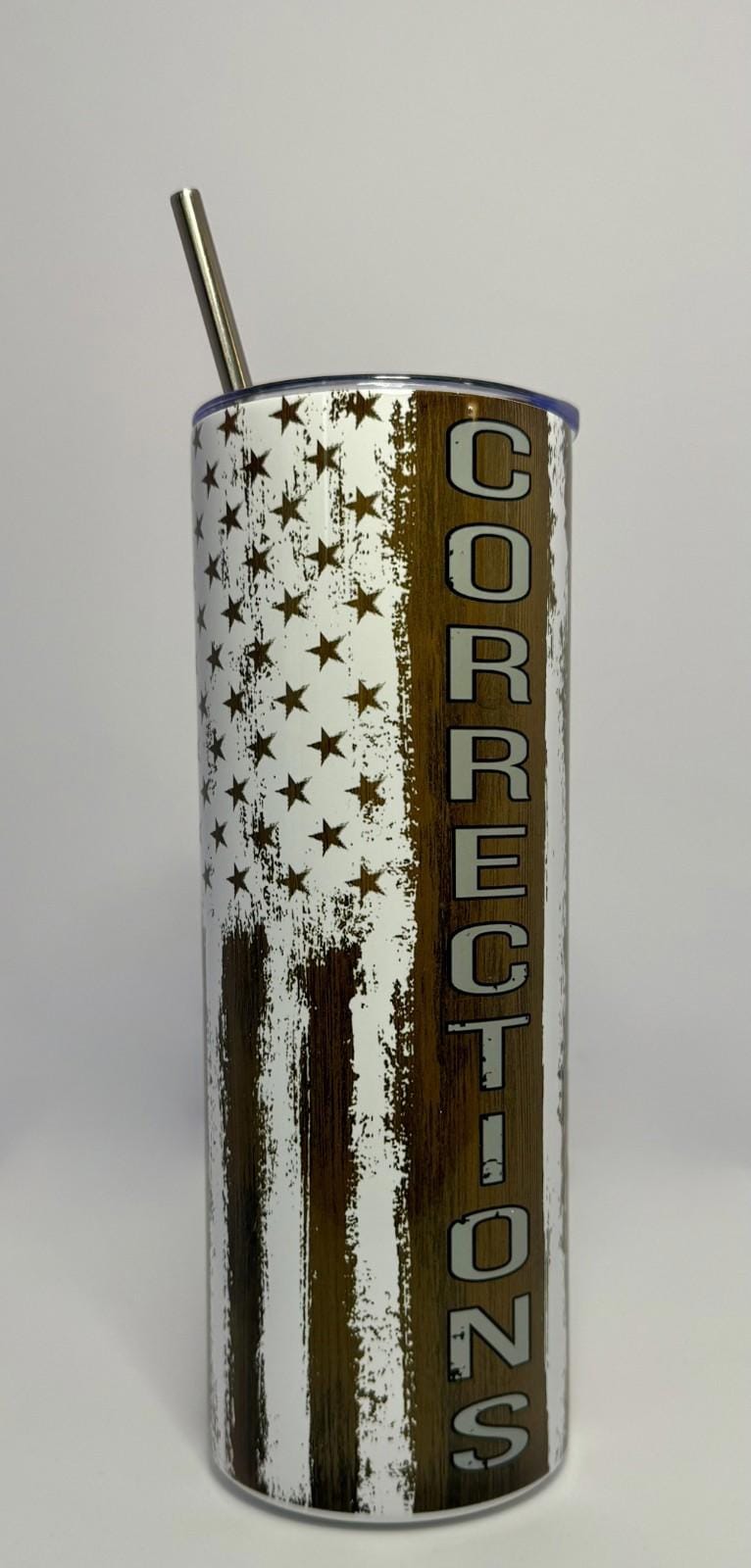 20 oz Corrections Woodgrain Stainless Steel Tumbler with Lid, Straw