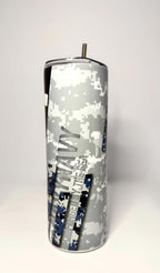 20 oz Navy Stainless Steel Tumbler with Lid, Straw