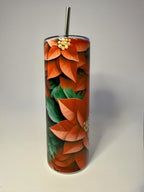 20 oz Poinsettia Stainless Steel Tumbler with Lid, Straw