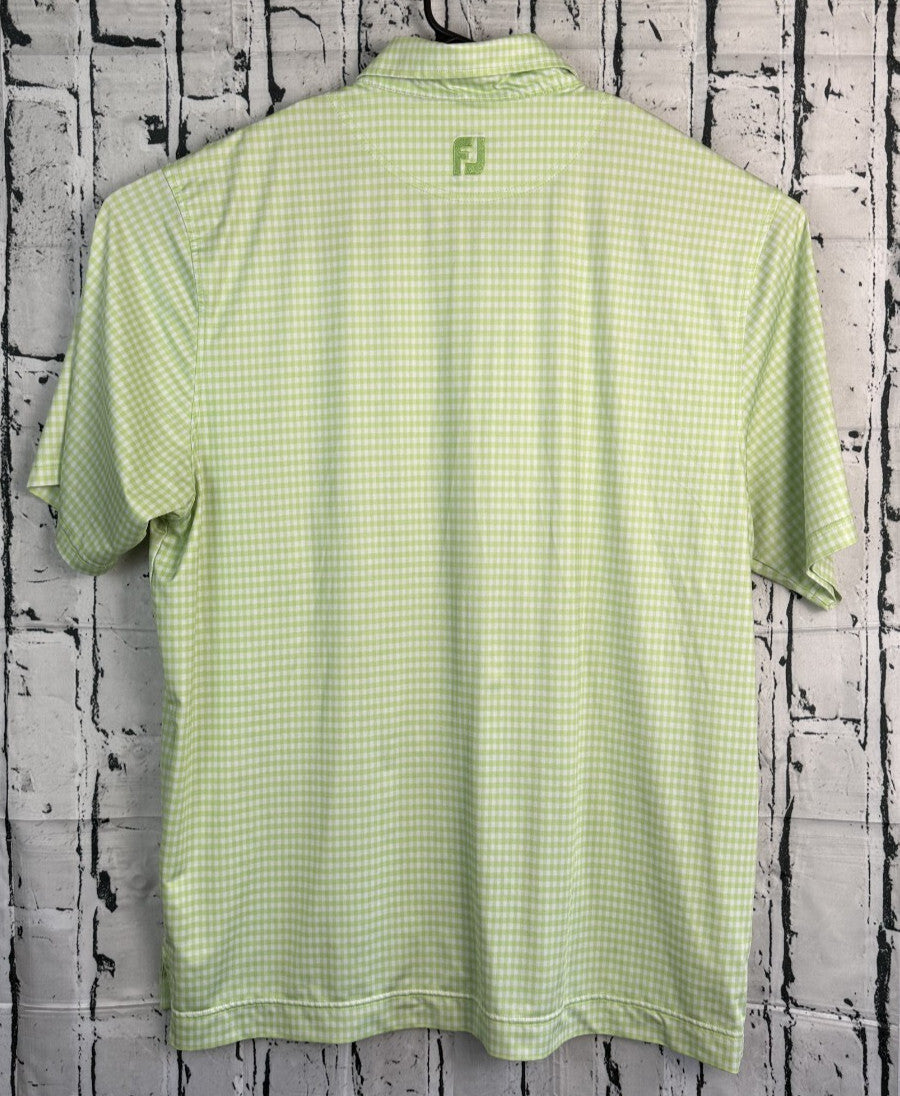 FJ FootJoy Polo Shirt Mens Size XL Tall Green Checkered Casual Golf Short Sleeve