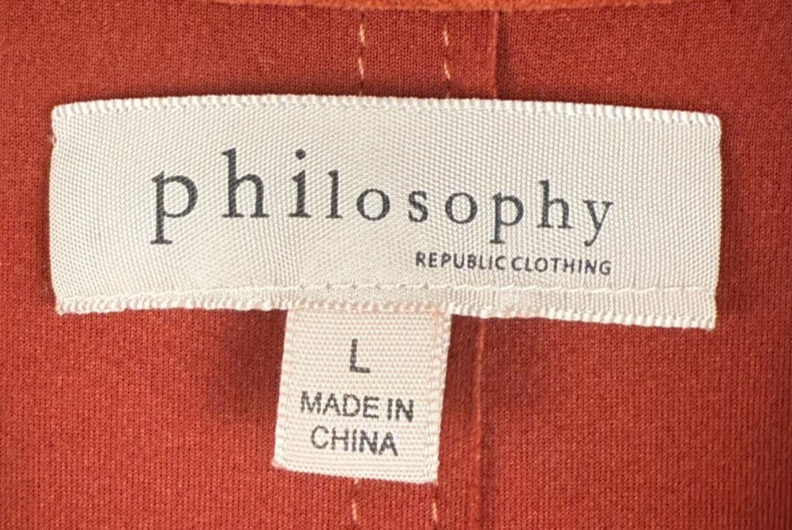 Philosophy Womens Orange Faux Leather Long Sleeve Open Front Overcoat Size Large