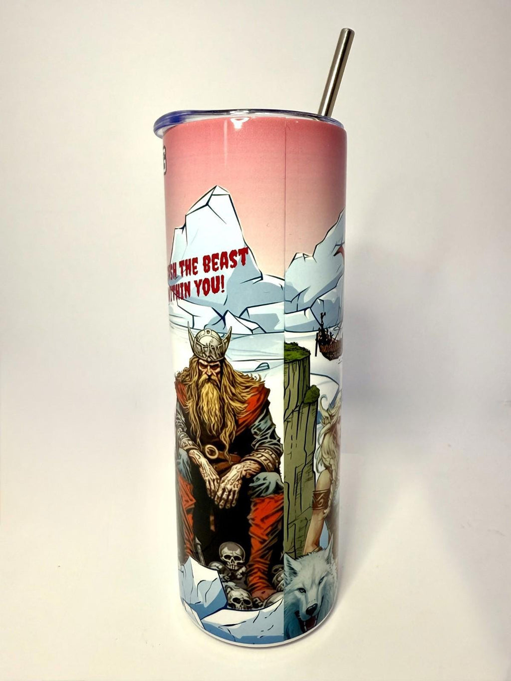 20 oz Mighty Viking Stainless Steel Tumbler with Lid, Straw