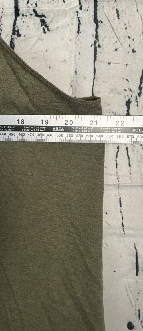 Womens Beautifully Broken Graphic Tank Top Size XL Olive Green High Neck