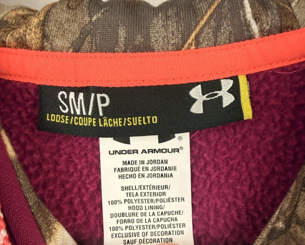 Under Armour Storm Hoodie Womens Small Purple Camouflage Outdoor Hunting Hiking