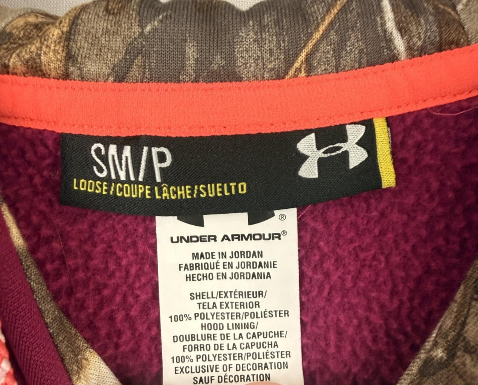 Under Armour Storm Hoodie Womens Small Purple Camouflage Outdoor Hunting Hiking
