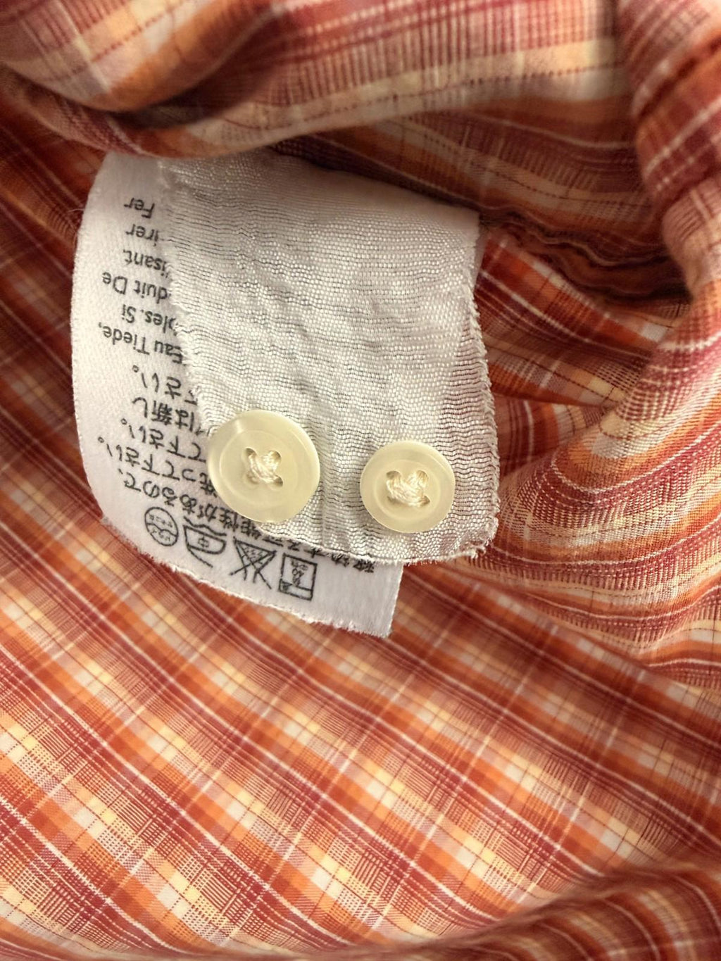 Eddie Bauer Shirt Men's L Orange Red Plaid Short Sleeve Button Up Relaxed Fit