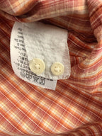 Eddie Bauer Shirt Men's L Orange Red Plaid Short Sleeve Button Up Relaxed Fit