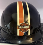 Harley-Davidson Racing Burnout Half Helmet Sz XXL Black Orange Stripe Skull Cap