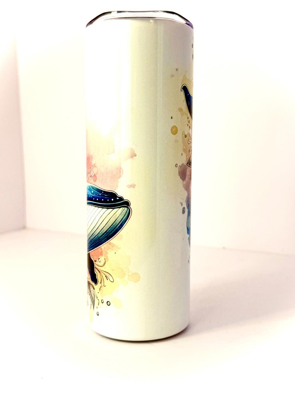 20 oz Whale Colorful Stainless Steel Tumbler with Lid, Straw