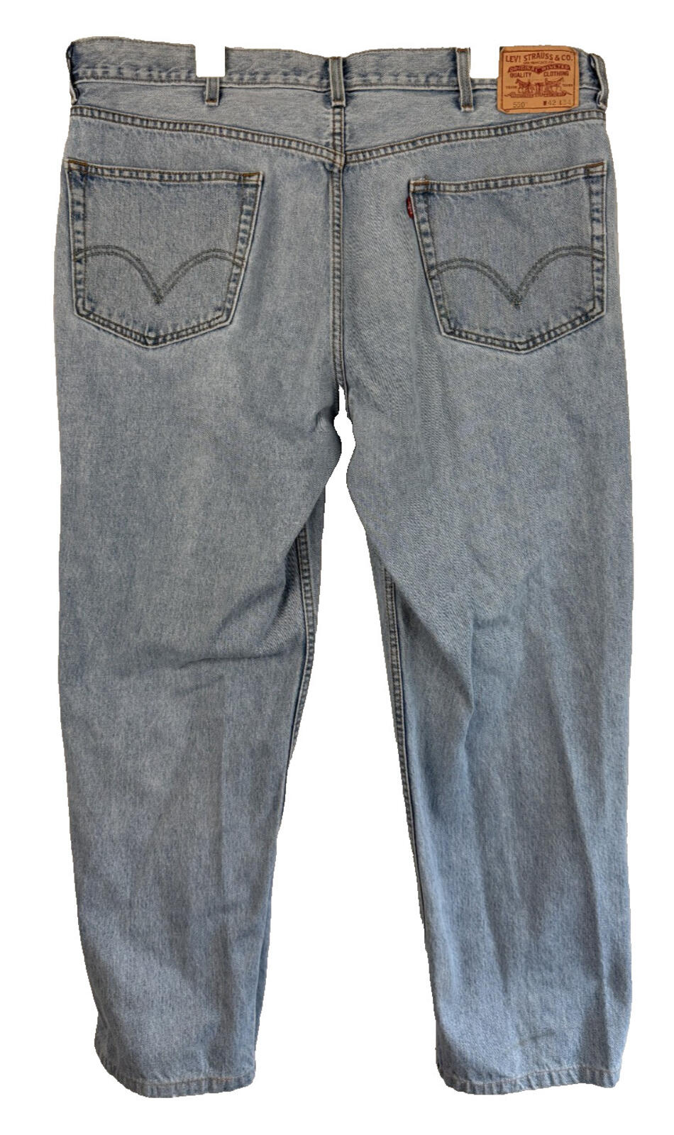 Levi's 550 Relaxed Fit Mens Blue Jeans Size 42x34 Light Wash 100% Cotton