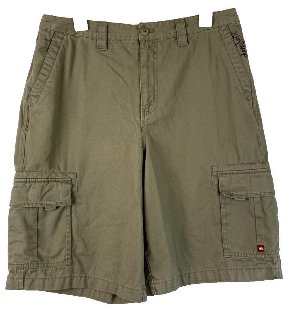 Tony Hawk Mens Size 34 Cargo Shorts Khaki Tan Cotton Skateboarding Utility