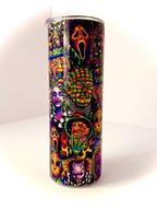 20 oz Blacklight Horror Stainless Steel Tumbler with Lid, Straw Halloween
