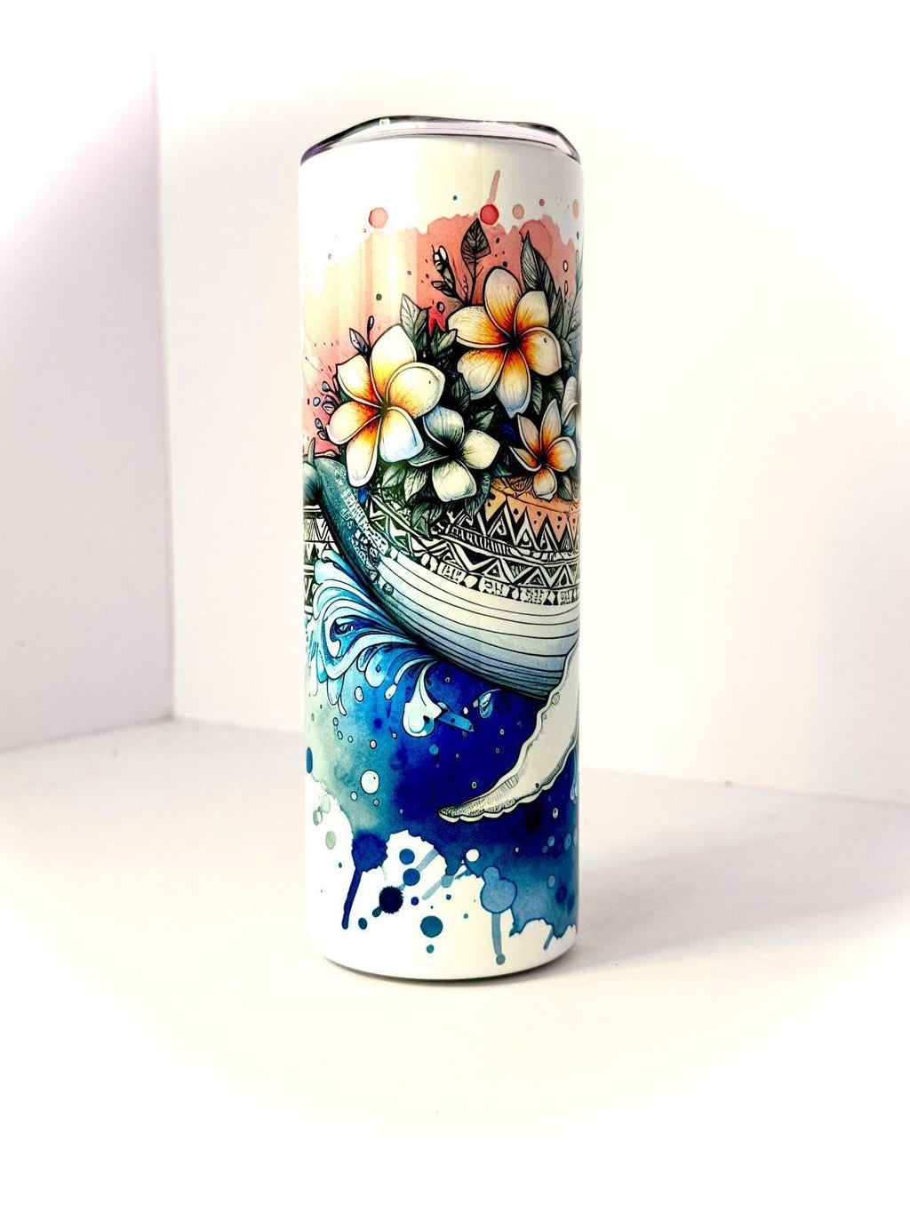 20 oz Whale Stainless Steel Tumbler with Lid, Straw