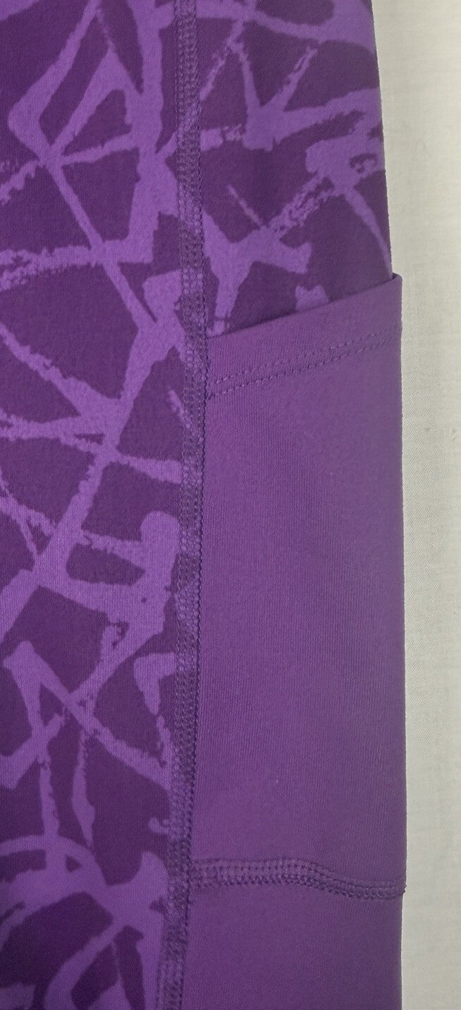 Columbia Capri Leggings Womens Small Purple Geometric Print Stretch Athletic