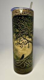 20 oz Viking Tree of Life Stainless Steel Tumbler with Lid, Straw