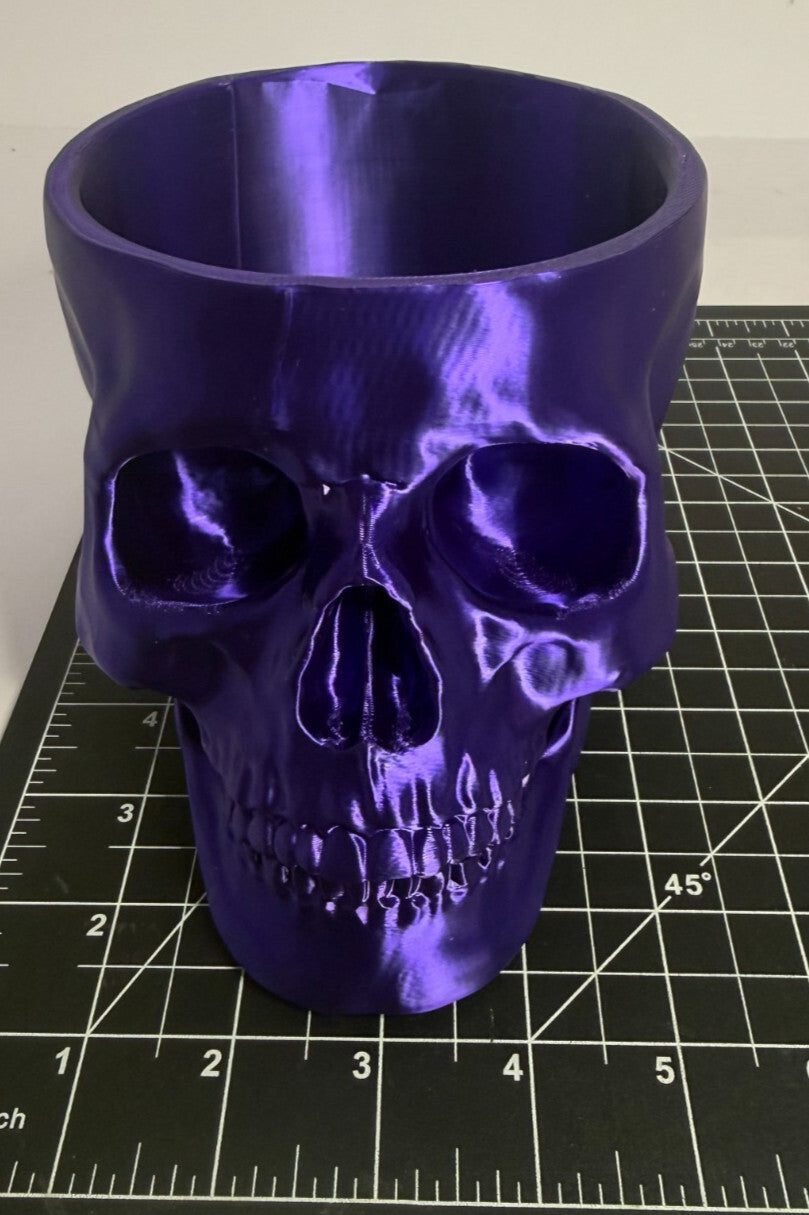 3D Printed Skull-Shaped Bowl - PLA - Purple