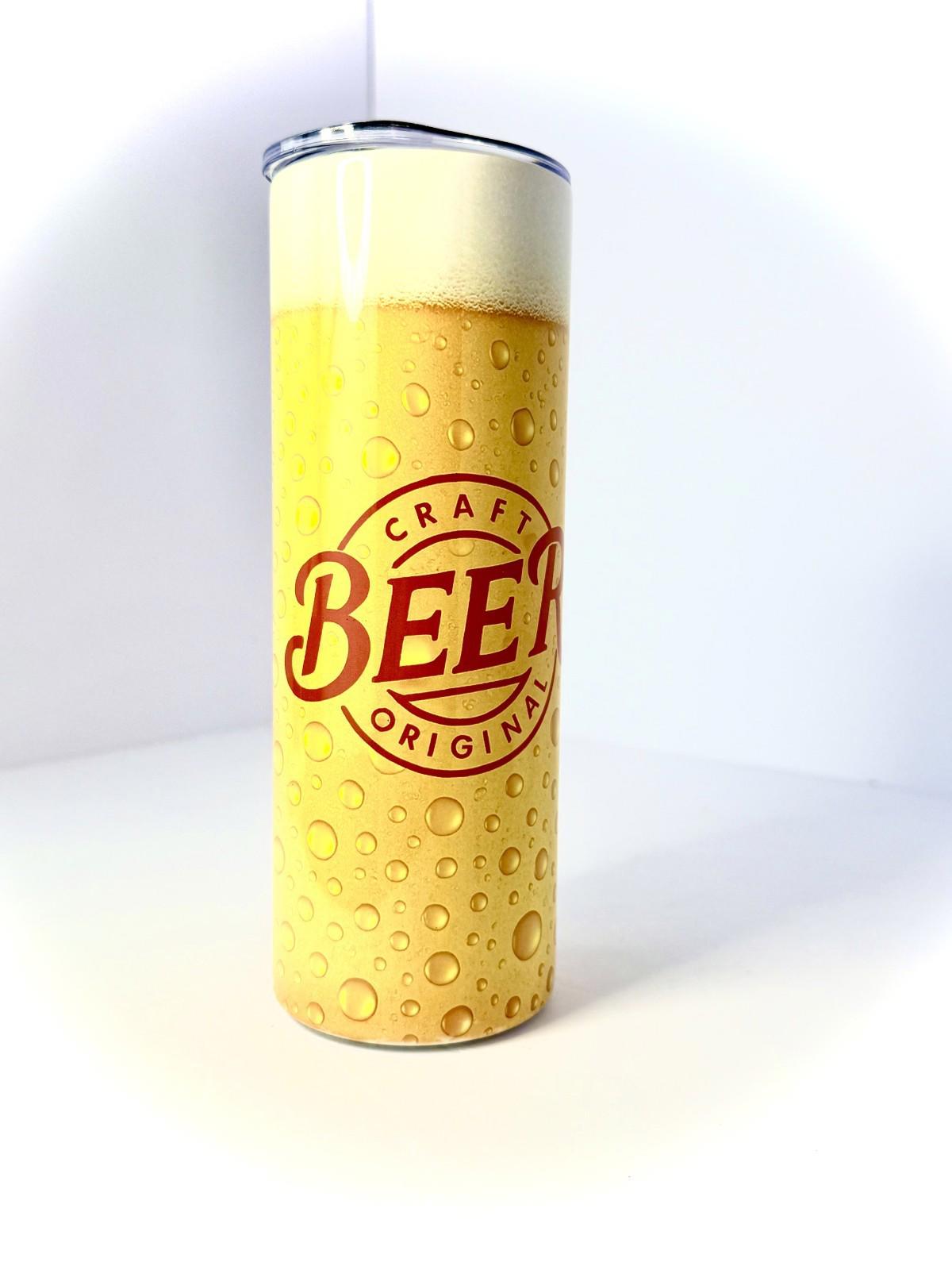 20 oz Dad Fuel Stainless Steel Tumbler with Lid, Straw - Beer