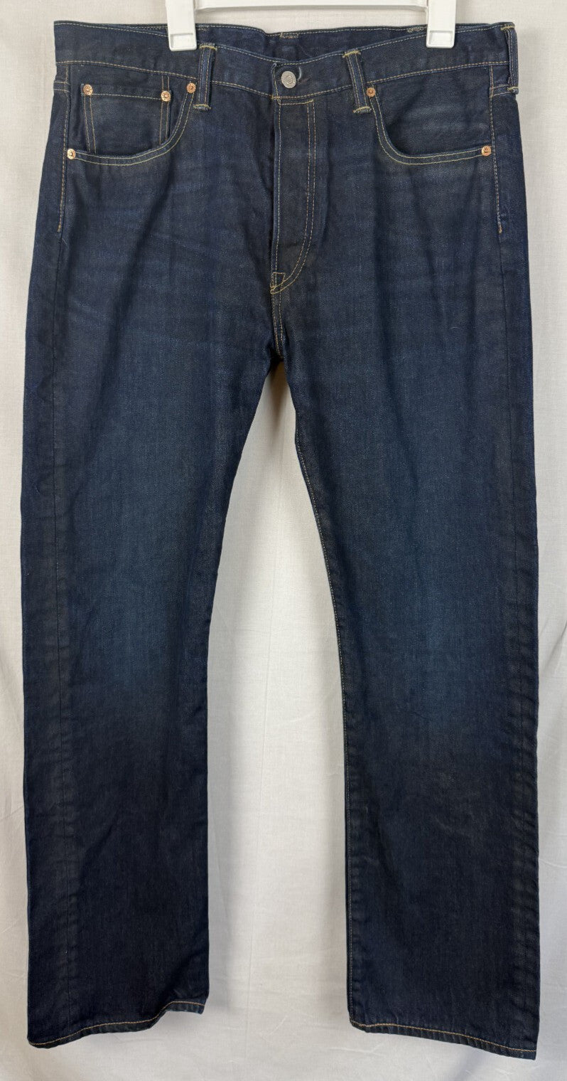 Levis 501 Jeans 38x34 Blue Regular Straight Dark Dirtwash Red Tab Denim