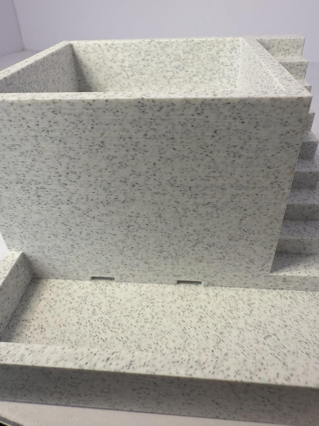 Self Watering Planter with Stairs Stone Look 3D Printed PLA