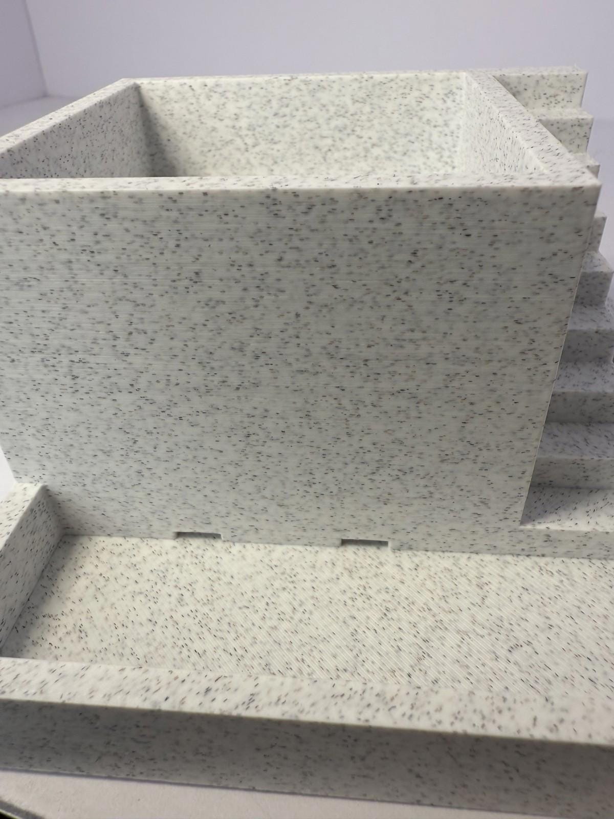 Self Watering Planter with Stairs Stone Look 3D Printed PLA
