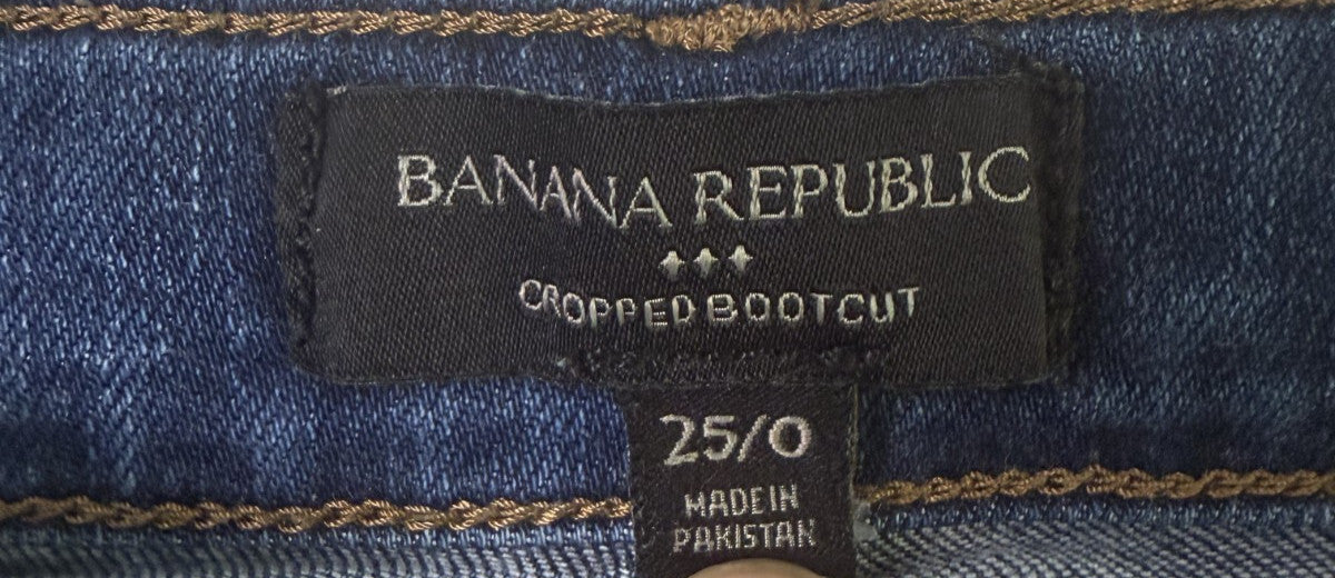 Banana Republic Womens Cropped Bootcut Jeans High Rise Button Fly Blue Size 25/0