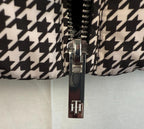 TOMMY HILFIGER Puffer Vest Womens Small Classic Houndstooth Jacket Black White