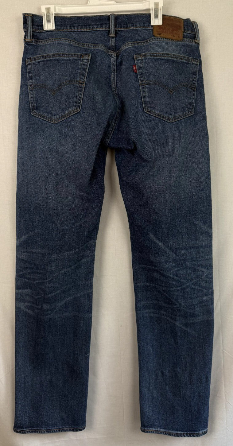 Levis 505 Jeans Mens 34x32 Blue Regular Fit Straight Leg Dark Wash Western EUC