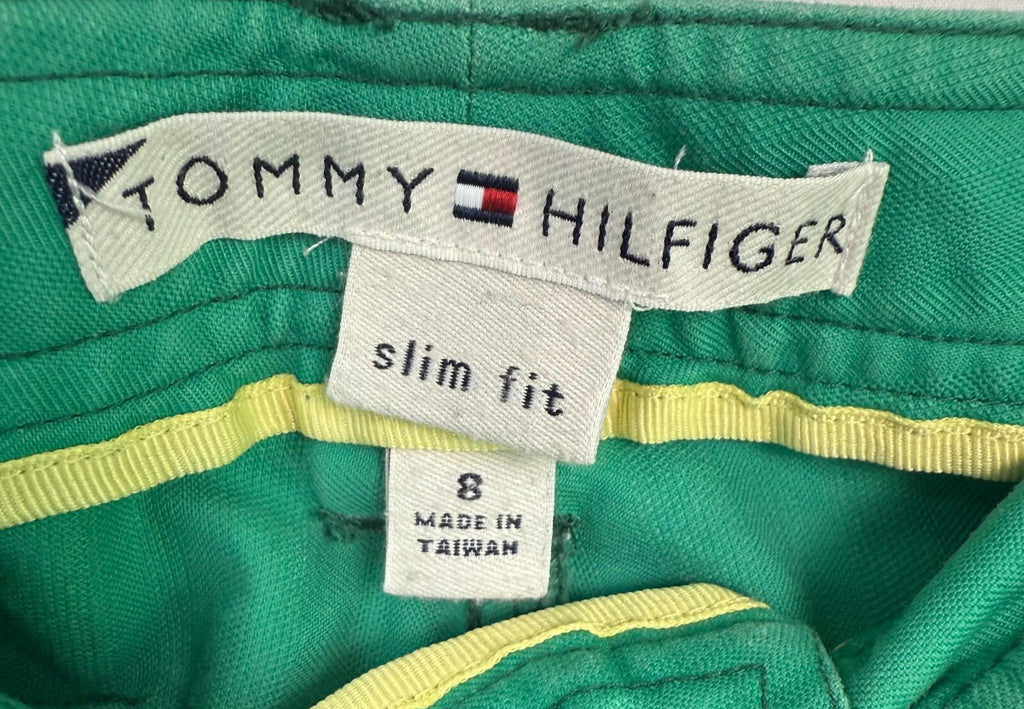 Tommy Hilfiger Womens Shorts Slim Fit Size 8 Cut Off Green with Belt