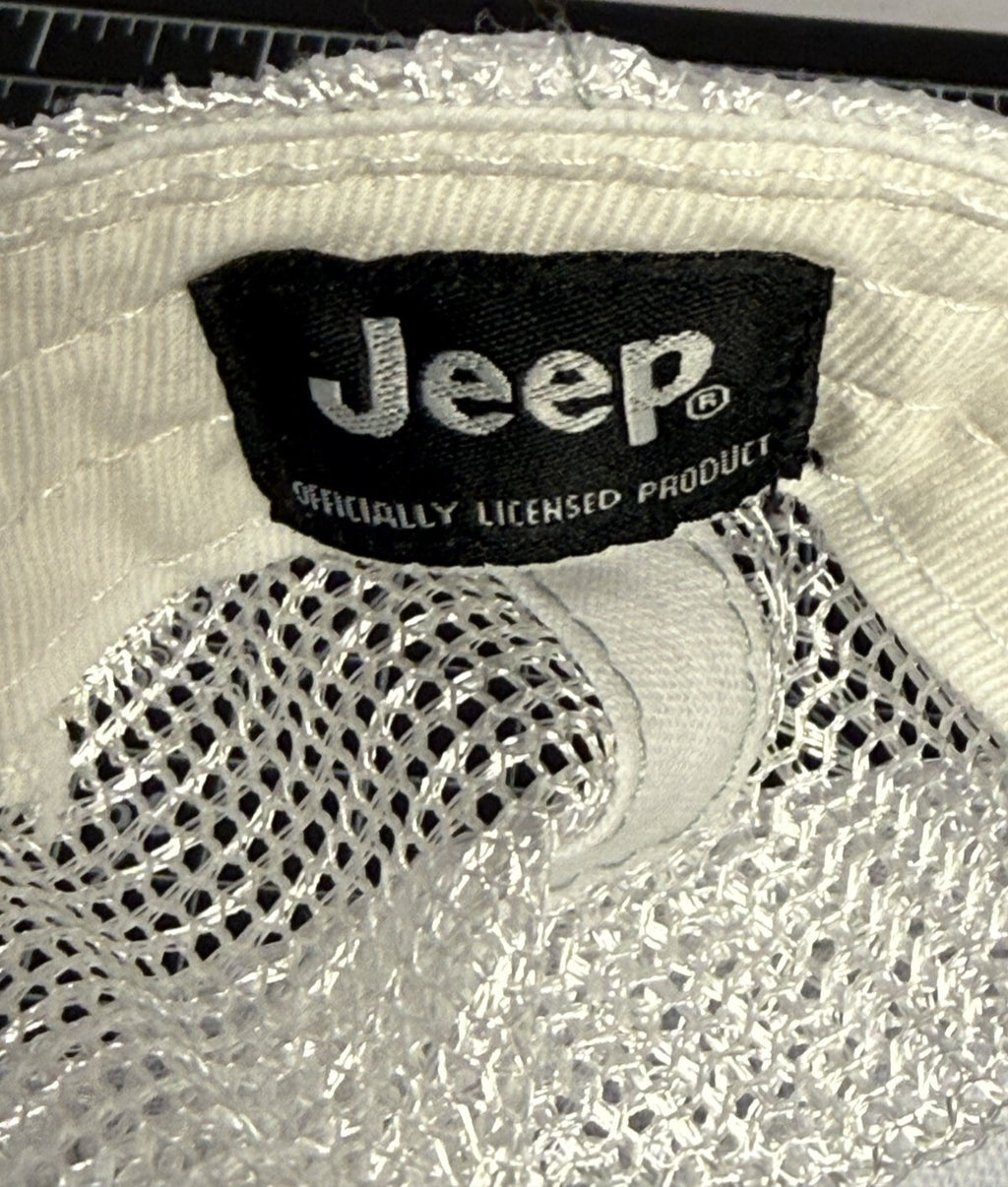 Jeep Peace Sign Hat Cap Trucker Snap Back One Size Blue Mens Mesh Embroidered