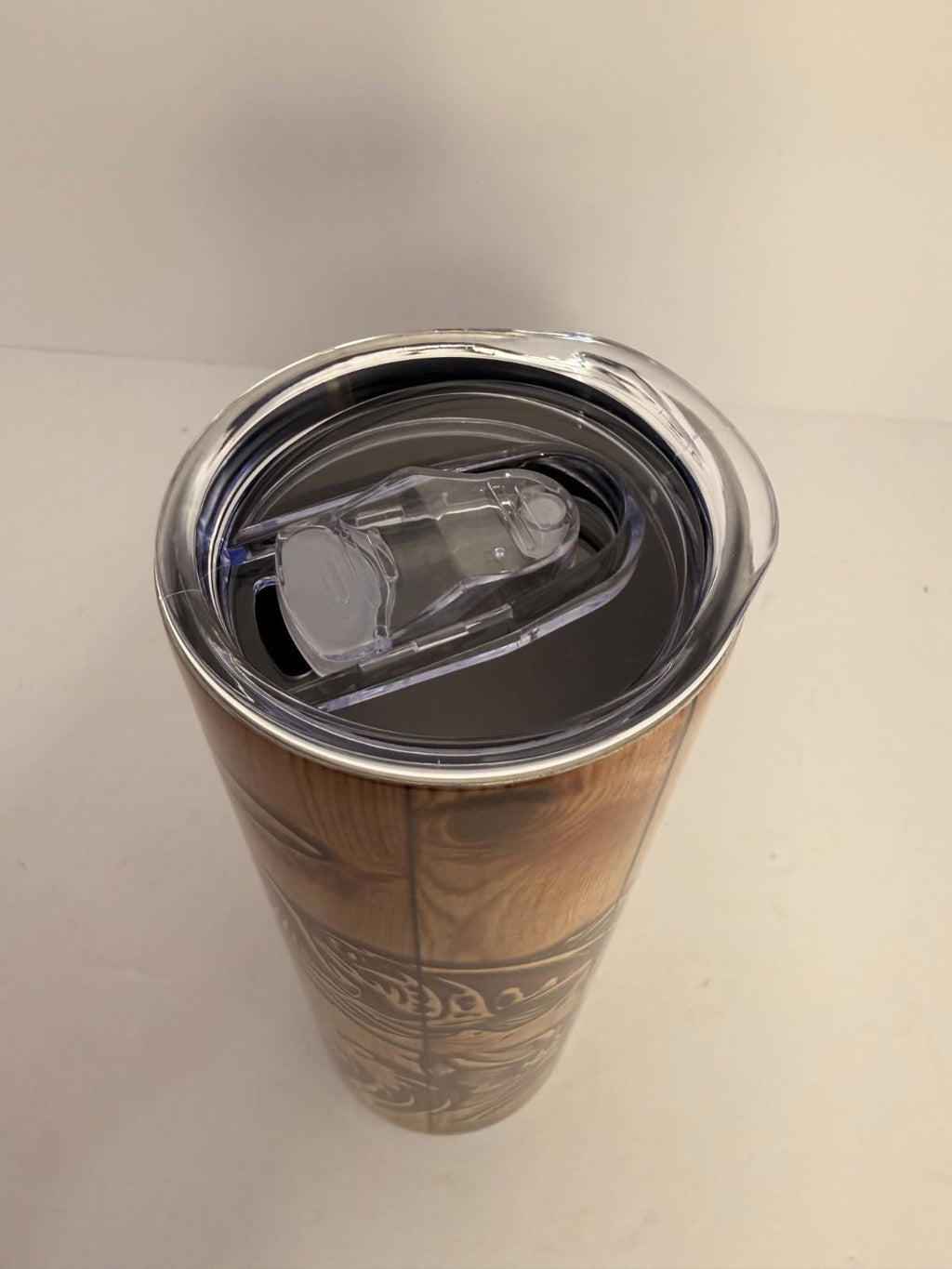 20 oz Customizable Wood-Looking Fishing Stainless Steel Tumbler with Lid, Straw