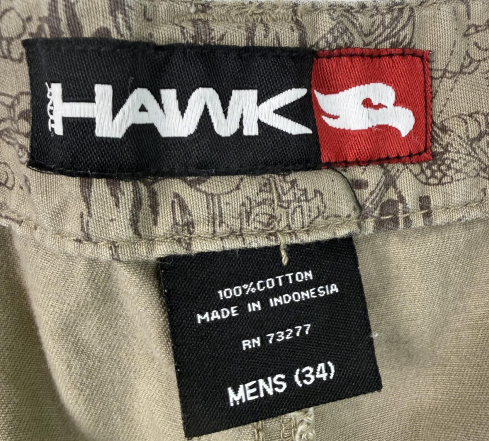 Tony Hawk Mens Size 34 Cargo Shorts Khaki Tan Cotton Skateboarding Utility