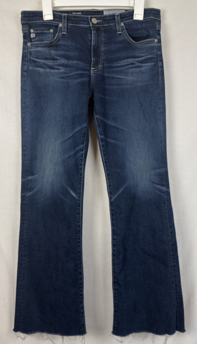 AG Adriano Goldschmied The Angel Bootcut Jeans Womens 30 Blue Raw Hem