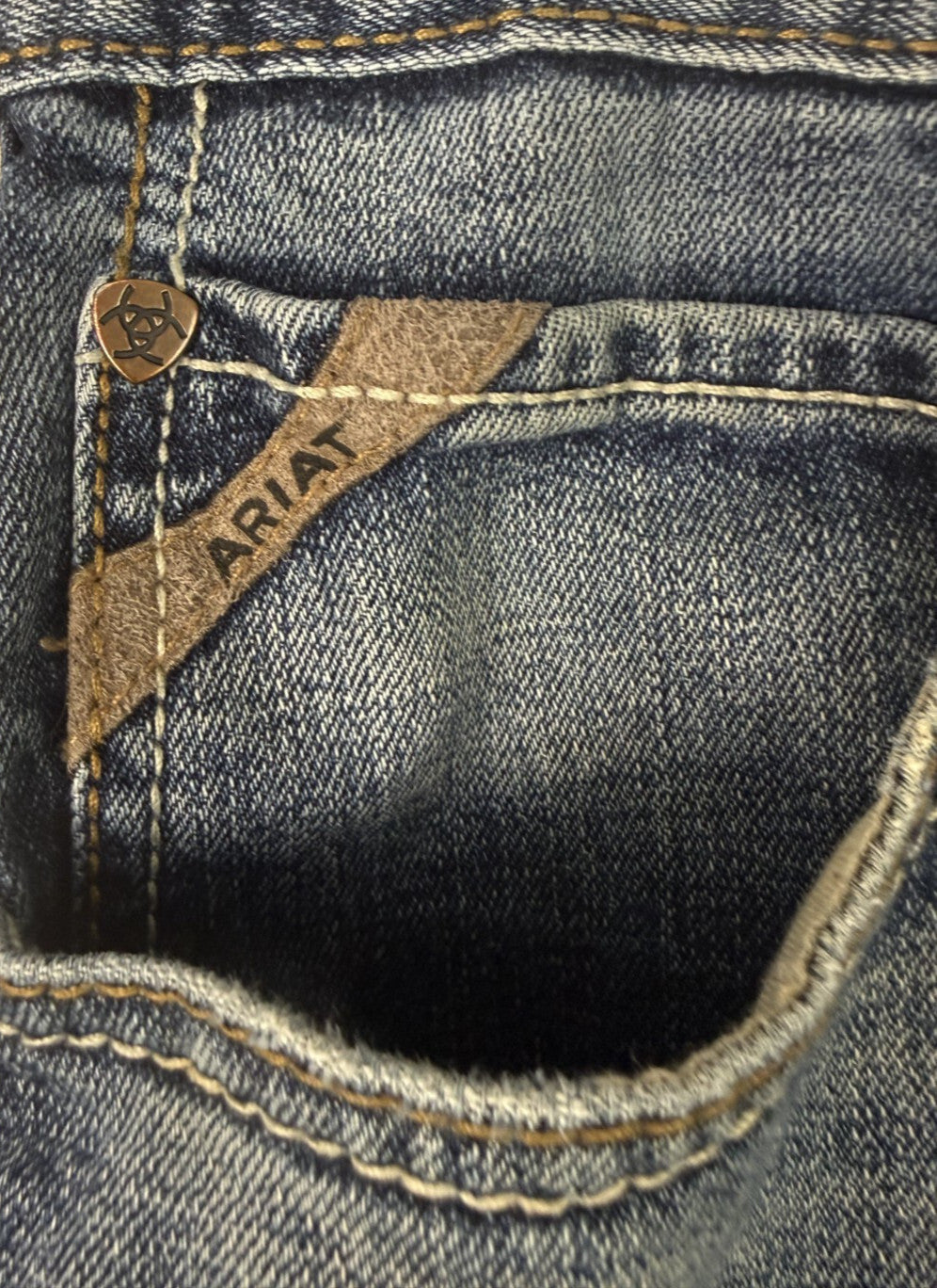 Ariat Mens Blue Jeans Straight Leg Fit Denim M5 34/32 Pants Distressed Cowboy
