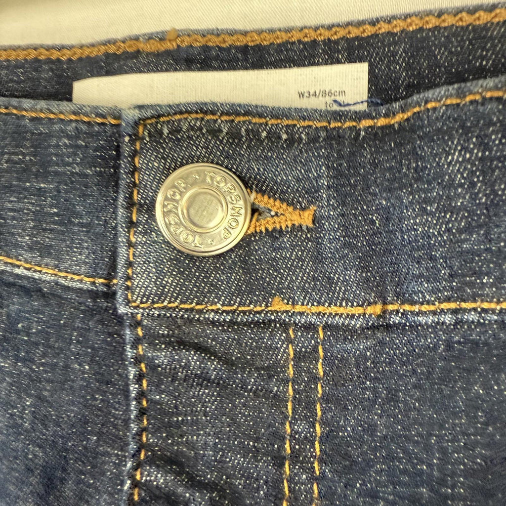 Topshop Jeans Size 12 Womens Jamie Flare Stretch Dark Wash Raw Hem