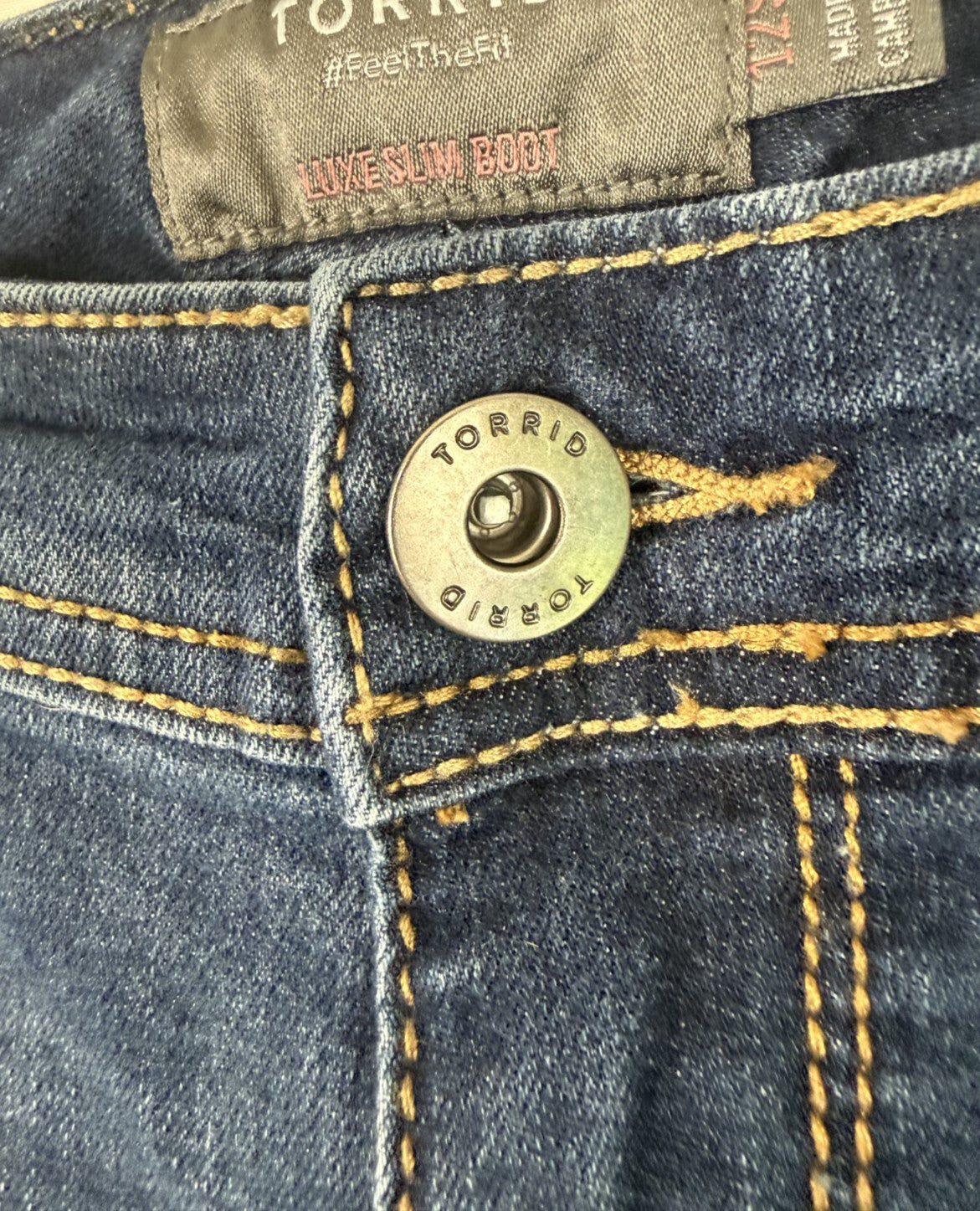 Torrid Jeans Women Size 12S Short Dark Blue Denim Luxe Slim Boot Casual Western