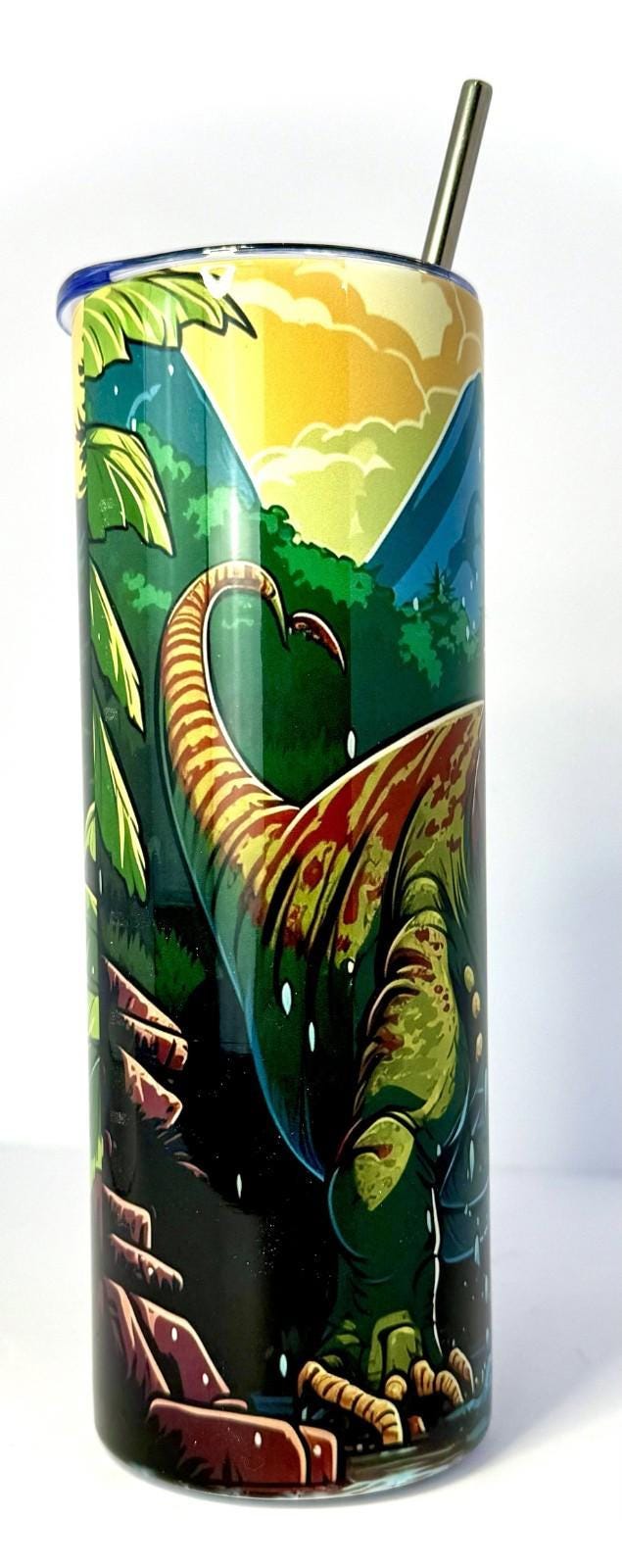 20 oz T-Rex Stainless Steel Tumbler with Lid and Straw