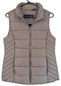 TOMMY HILFIGER Puffer Vest Womens Small Classic Houndstooth Jacket Black White
