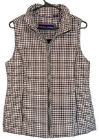 TOMMY HILFIGER Puffer Vest Womens Small Classic Houndstooth Jacket Black White