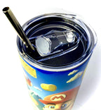 20 oz Mario Stainless Steel Tumbler with Lid, Straw