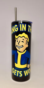 20 oz It Gets Worse Stainless Steel Tumbler with Lid, Straw