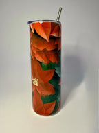 20 oz Poinsettia Stainless Steel Tumbler with Lid, Straw