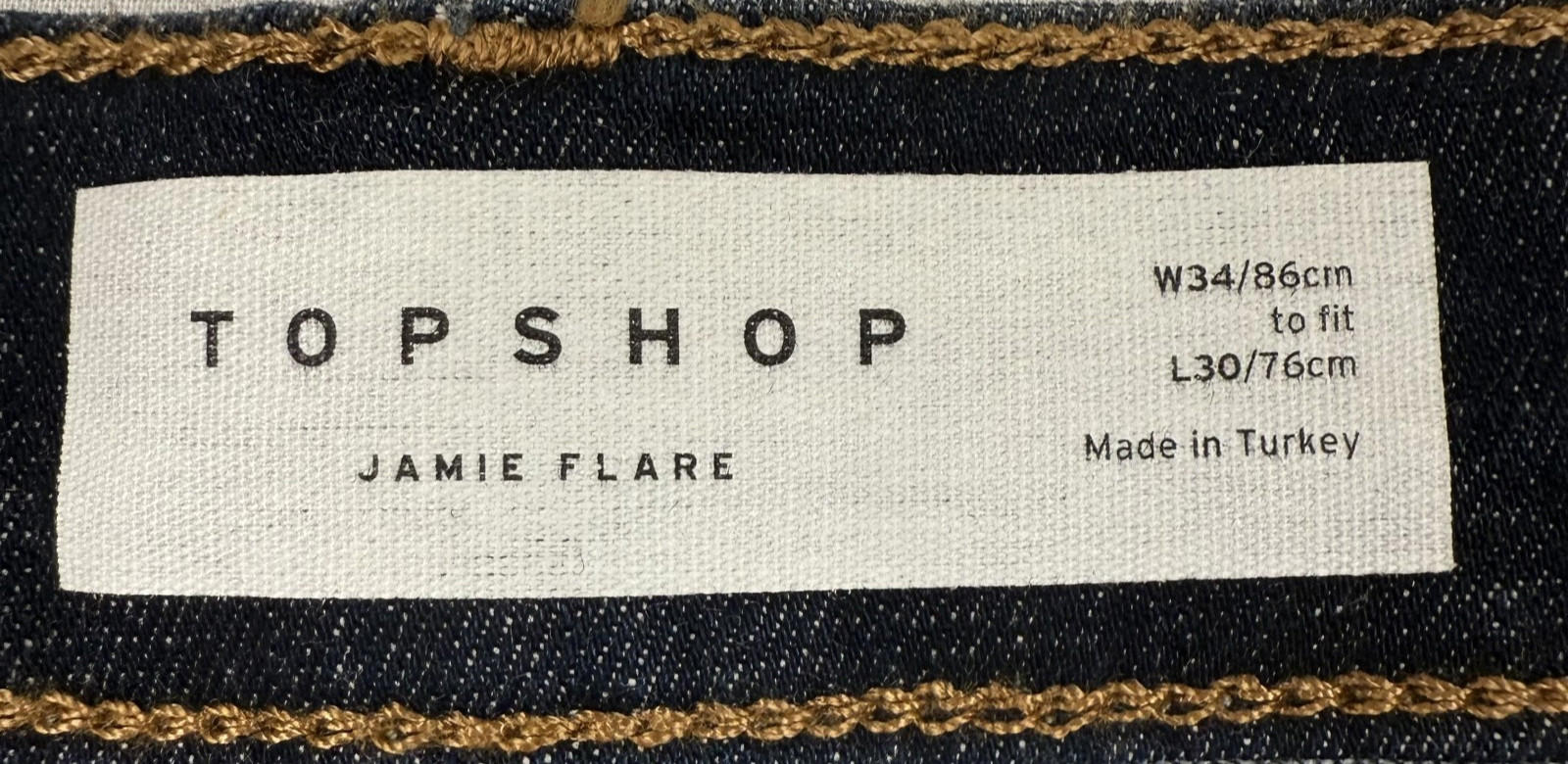 Topshop Jeans Size 12 Womens Jamie Flare Stretch Dark Wash Raw Hem