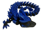 3D Printed Crystal Dragon -PLA- Black and Blue - 2 Ft Long - Articulated dragon