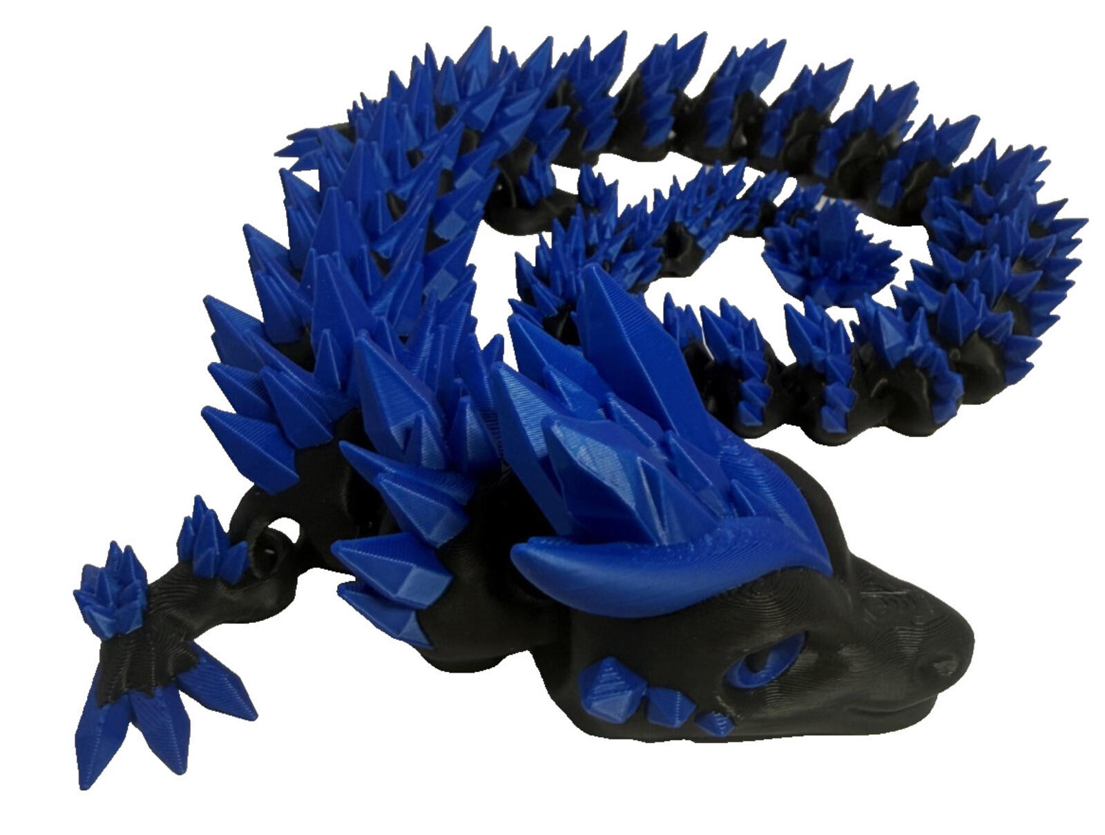 3D Printed Crystal Dragon -PLA- Black and Blue - 2 Ft Long - Articulated dragon