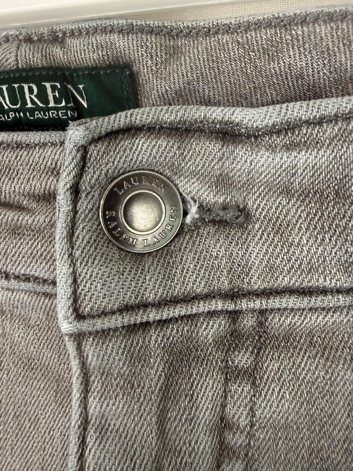 Lauren Ralph Lauren Womens Jeans Size 12 Short Gray Denim Straight Leg High Rise
