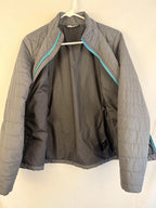 The North Face Women's Gray Quilted Full Zip Jacket M/M Teal Accents