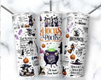 20 oz Hocus Pocus Stainless Steel Tumbler with Lid, Straw Halloween