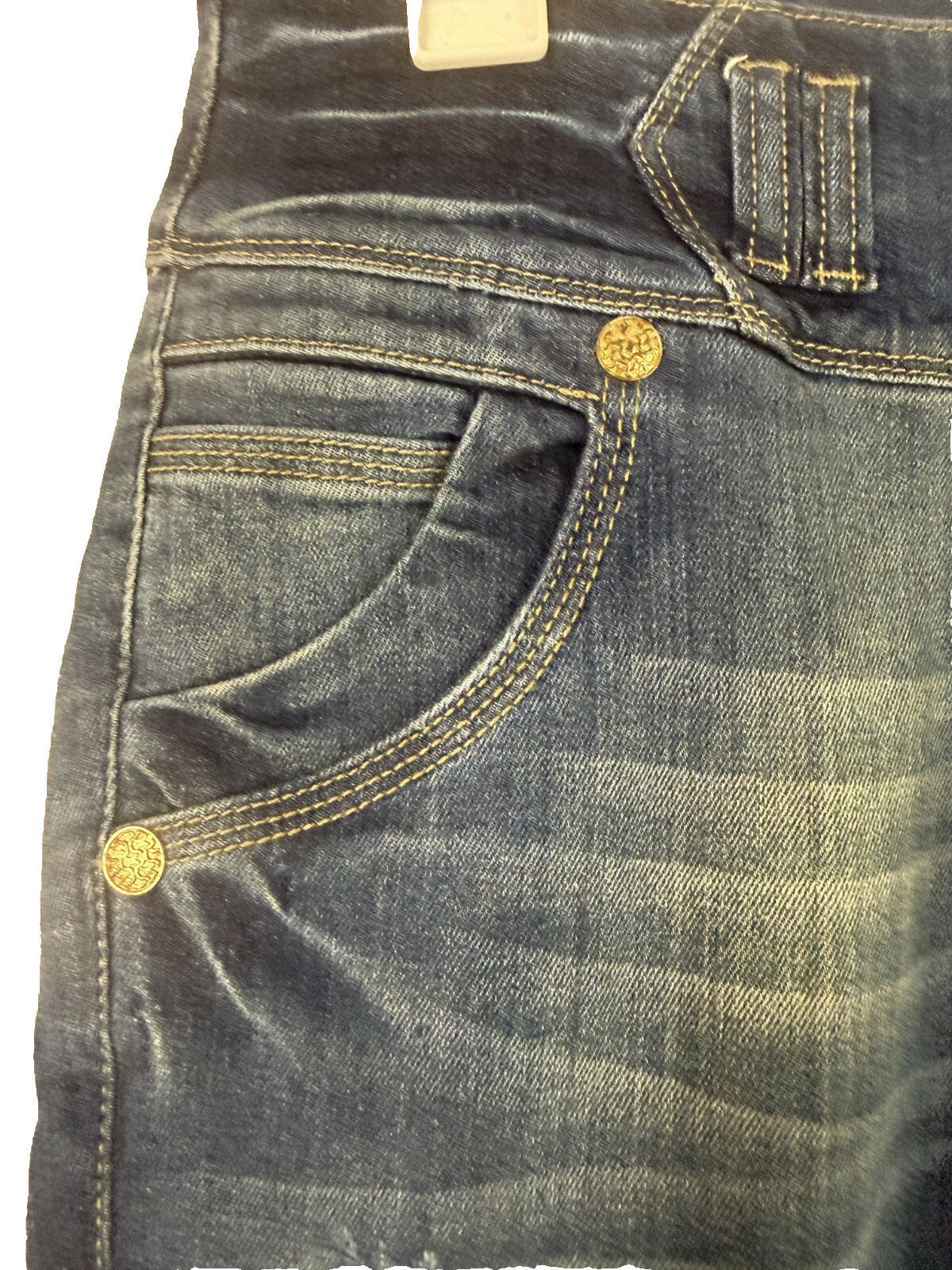 Big John Premium Womens Jeans Sz 12 Light Distress Stretch Gold Accents